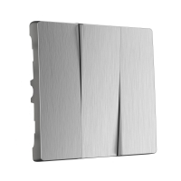 Лицевая панель выключателя трехклавишного Werkel W1139009 cеребряный рифленый