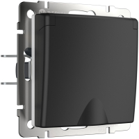 Розетка с защитной крышкой и шторками Werkel W1171208 черный