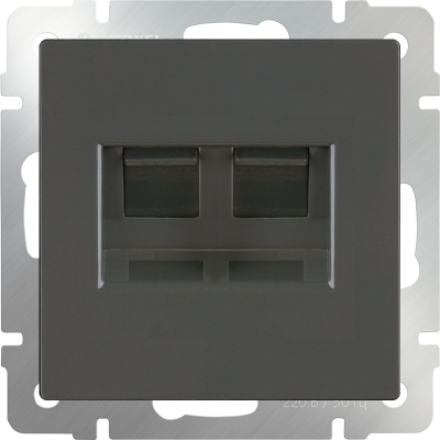 Фото Розетка телефонная RJ-11 и Еthernet RJ-45 Werkel W1182107 серо-коричневый