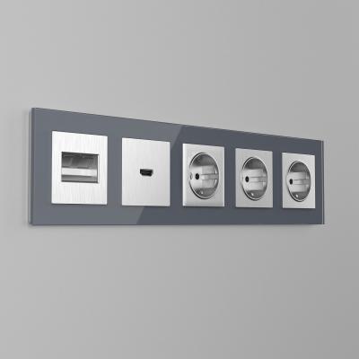 Фото Розетка с заземлением Werkel W1171009 cеребряный рифленый